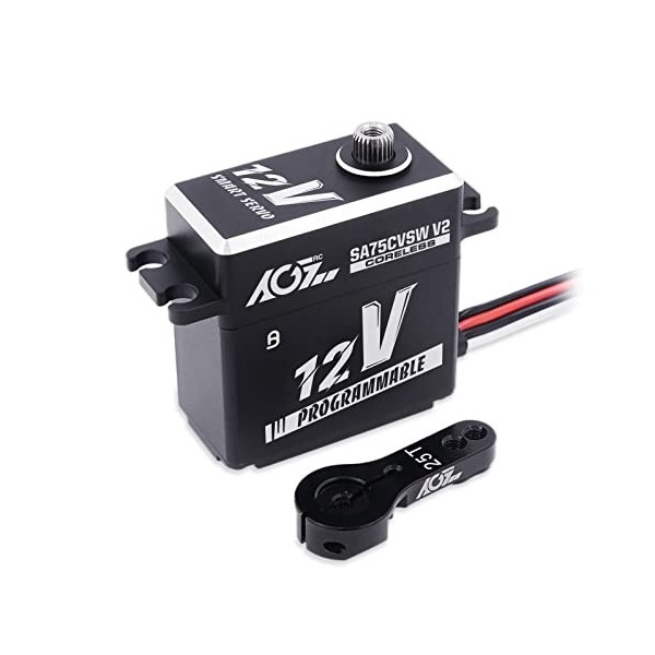 AGFRC Servo numérique étanche 45 kg - Servo sans noyau programmable en métal 12 V pour modèles RC 1/8 1/10, angle de contrôle