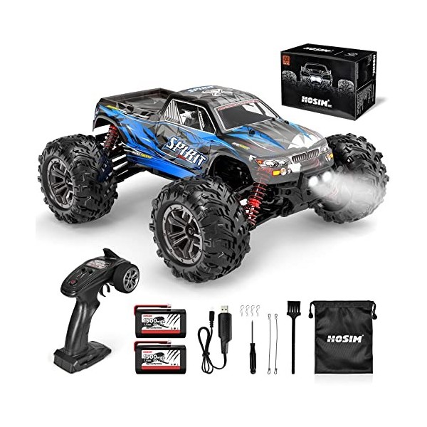 Hosim Voiture télécommandée, 1:16, camion tout-terrain RC avec 36 km/h, 4WD Toys Crawler avec lampes pour enfants et adultes 