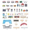 Jouet Hape Ensemble Urbain Train pour Circuit Train Bois 80 Pièces - Locomotive et Accessoires Variés : Arbre, Voitures - Jeu