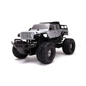 Jada Toys Fast & Furious Jeep Gladiator RC 4 x 4, 4 x 4, Turbo, Charge USB, avec télécommande 2 canaux, échelle 1:12, Argent,