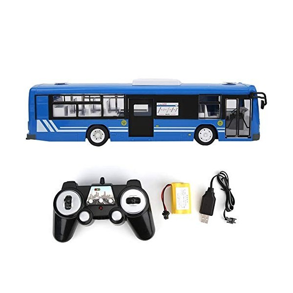 Tbest Bus de contrôle à Distance, Jouet de Voiture modèle de Voiture RC 2,4 GHz avec lumière sonore pour Enfants Bleu 