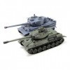 s-idee® 01919 99824 Lot de 2 chars de combat German Tiger T-34 avec système de combat infrarouge intégré 2,4 GHz RC R/C Char 