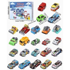 Calendrier de lAvent Voiture Enfant,Calendrier De Lavent 2023 avec 24 pcs Jouets Garçon Petites Voitures & Camions & Tapis 