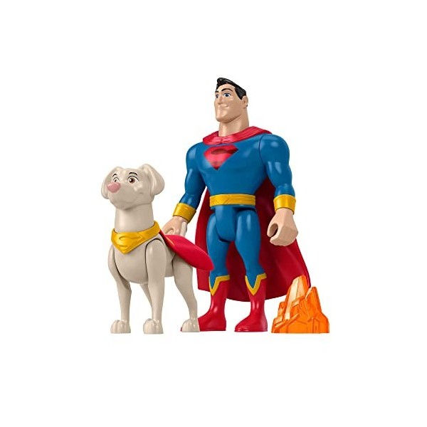 Krypto Super Chien, Coffret Superman et Krypto, 2 Figurines articulées 15 et 10cm et 1 Accessoire, Jouet Enfant, Dès 3 Ans,