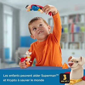 Krypto Super Chien, Coffret Superman et Krypto, 2 Figurines articulées 15 et 10cm et 1 Accessoire, Jouet Enfant, Dès 3 Ans,
