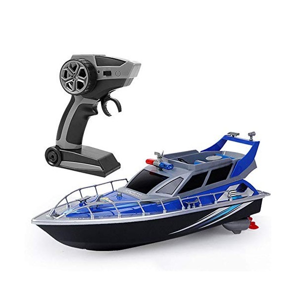 QAQQVQ RC 2.4G Télécommande Bateau De Police Télécommande Vitesse Bateau Été Eau Jouets Navigation Bidirectionnelle, Résistan