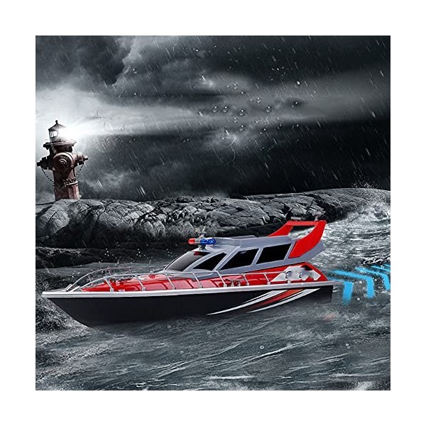 QAQQVQ RC 2.4G Télécommande Bateau De Police Télécommande Vitesse Bateau Été Eau Jouets Navigation Bidirectionnelle, Résistan