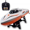 Darenbp Bateau Télécommandé 2.4 GHz 25 Km/h Hors-Bord RC, Bateau De Course Télécommandé pour Piscines Lacs, Jouets Télécomman