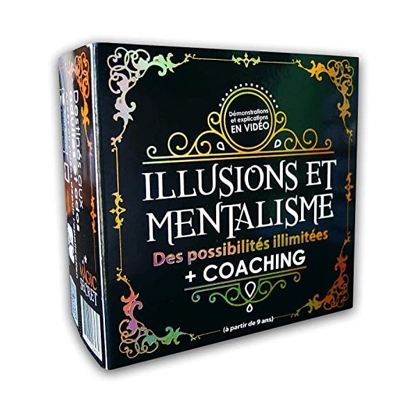 MAGIC SECRET - Coffret Magie Enfant 9 Ans et + et Adulte - Illusions et Mentalisme - +35 Tours de Magie Professionnels - 60