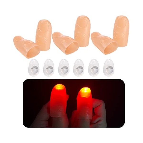 Riakrum 6 Pcs Lumières de Pouce Magiques Fausse Lumière LED de Doigt Lumières de Pouce Clignotantes Lumières de Pouce Clignot