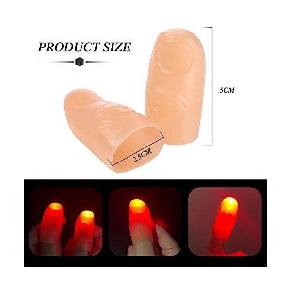 Riakrum 6 Pcs Lumières de Pouce Magiques Fausse Lumière LED de Doigt Lumières de Pouce Clignotantes Lumières de Pouce Clignot