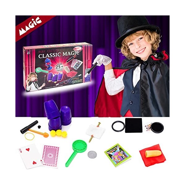 VingaHouse Boîte de Magie pour Enfants Débutants : 25 Tours Époustouflants avec Équipement Magique, Jouets Magiques Adaptés a