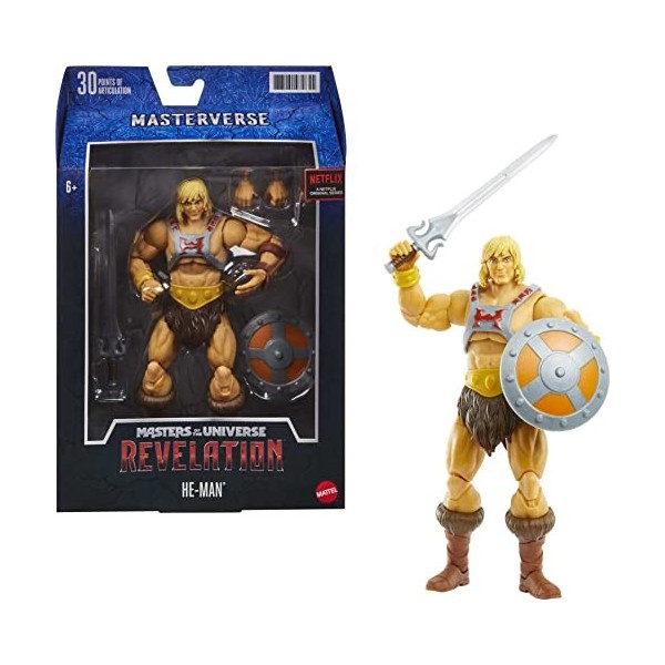 Les Maîtres de l’Univers Masterverse Figurine de combat articulée Musclor 18 cm, inspirée de la série animée "Révélation", jo