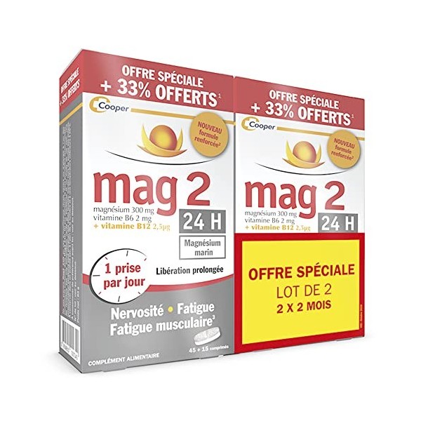 Mag 2 24H Formule Renforcée Lot de 2 x 60 Comprimés