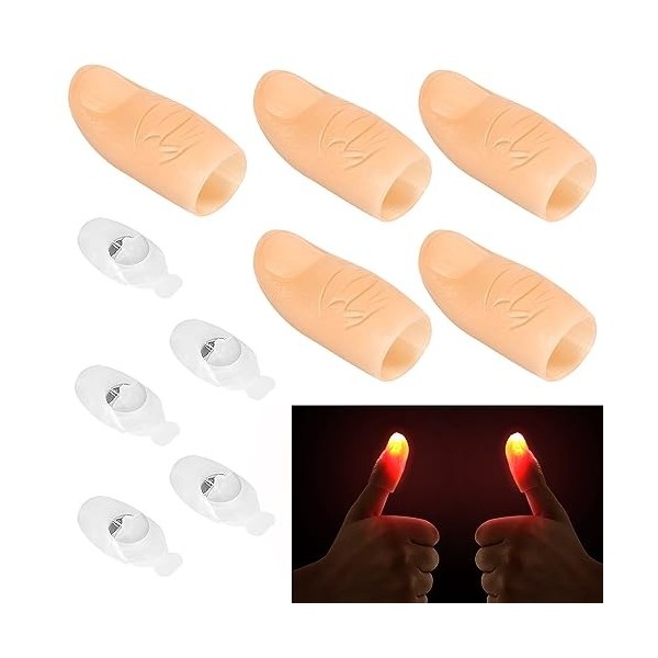 Doigt Magique Pouce Magic Pouce Lumineux Magie 5 Pièces Magic Thumb Light Faux Doigt pour Magie, Accessoires de Bar, Fournitu