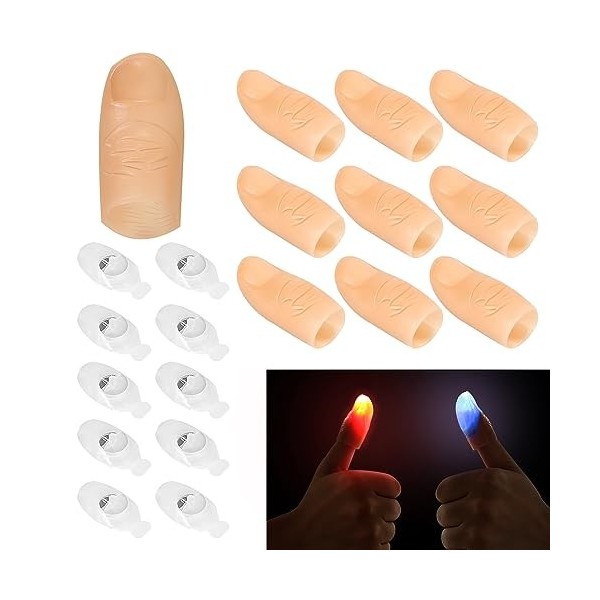 Doigt Magique Pouce Magic Pouce Lumineux Magie 5 Pièces Magic Thumb Light Faux Doigt pour Magie, Accessoires de Bar, Fournitu