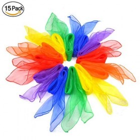 JPudinor Lot de 15 Écharpes de Jonglage Multicolores Echarpes de Jonglage Echarpes de Danse Rythmique 60 x 60 cm