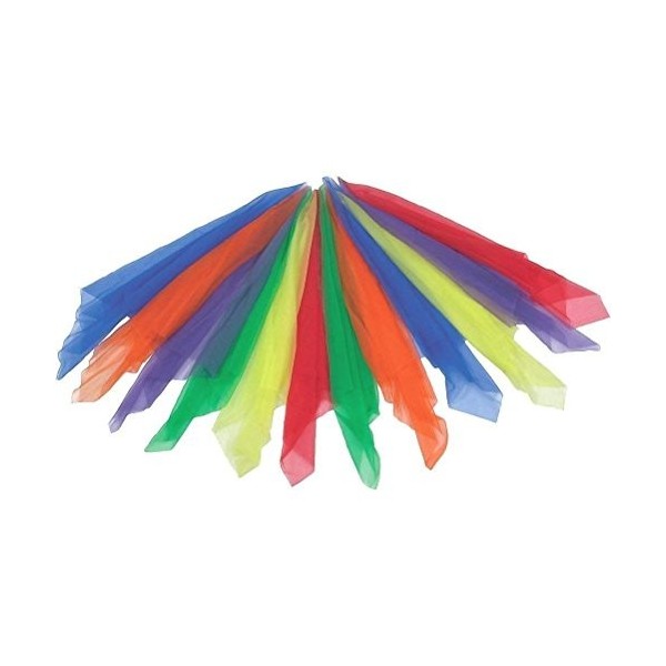 JPudinor Lot de 15 Écharpes de Jonglage Multicolores Echarpes de Jonglage Echarpes de Danse Rythmique 60 x 60 cm