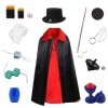 Ecloud Shop Set de Magie pour Enfants - Manteau Magique, Baguette Magique et Accessoires de Magie, Convient aux Enfants pour 