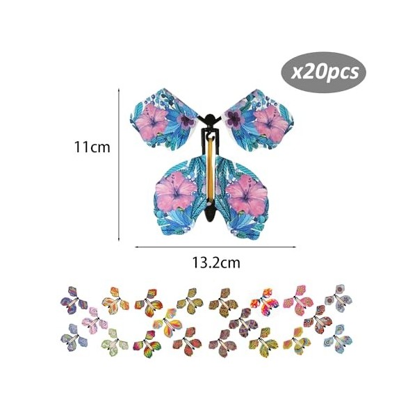 Lot de 20 accessoires de papillon acrobatiques, papillons volants, papillons colorés, jouets de carte papillon volant, cadeau