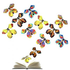 ZWZNBL Lot de 12 papillons volants, carte papillon volant, bande en caoutchouc pour cadeaux danniversaire, accessoires de pe