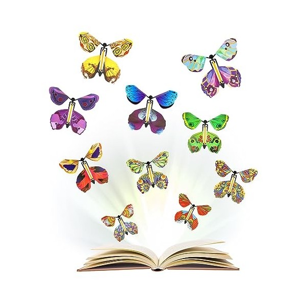 Papillon Volant Magique, 20 Pièces, Papillon Volant Surprise, Jouet élastique Papillon, Flying Butterfly Carte, pour Cadeaux,