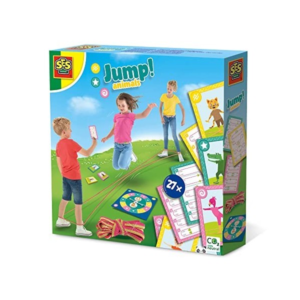 SES Creative- Jump Animals-Sauts à lélastique : défis avec des Cartes, 02248