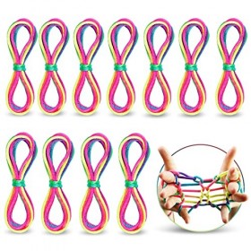 Finger Twist Fadenspiel Rainbow Rope Fingertwist Regenbogen Fadenspiel Fingerspiel,Regenbogen Schnur Finger kleines Geschenk 