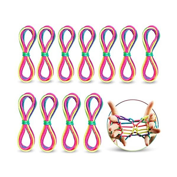 Finger Twist Fadenspiel Rainbow Rope Fingertwist Regenbogen Fadenspiel Fingerspiel,Regenbogen Schnur Finger kleines Geschenk 