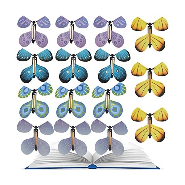 Jouet élastique Papillon, Faux Papillons Volants, 15pcs Papillon Volant Créatif Carte, Papillons Magiques, Papillon Volant Su