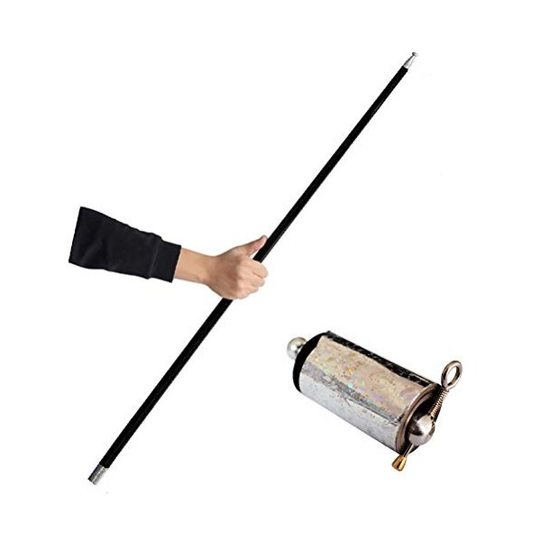 nvyue Bâton magique de poche, canne magique pour scène de magicien  professionnel, portable, accessoires de tours de magie (110 cm) (argenté)