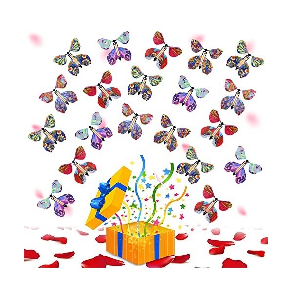 Jouet élastique Papillon, Faux Papillons Volants, 20pcs Papillon Volant Créatif Carte, Papillons Magiques, Papillon Volant Su