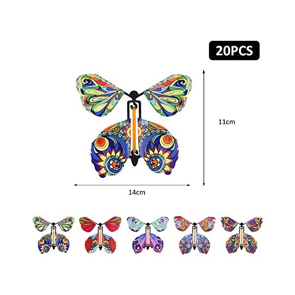 Jouet élastique Papillon, Faux Papillons Volants, 20pcs Papillon Volant Créatif Carte, Papillons Magiques, Papillon Volant Su