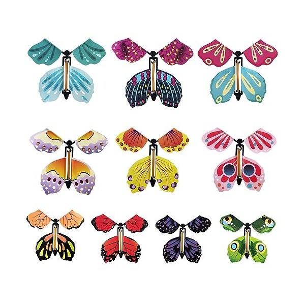 USTNIR Papillon Volant Magique, 10 Pièces, Papillon Volant Surprise, Jouet élastique Papillon, Flying Butterfly Carte, pour C