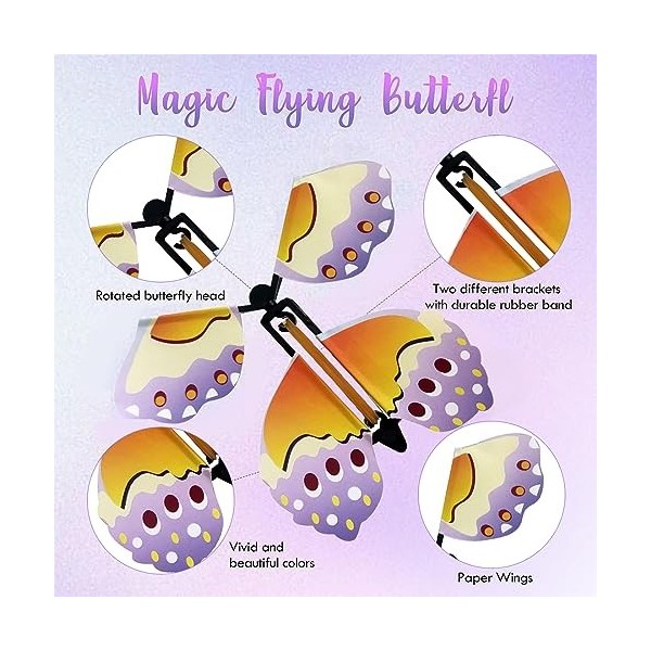 USTNIR Papillon Volant Magique, 10 Pièces, Papillon Volant Surprise, Jouet élastique Papillon, Flying Butterfly Carte, pour C