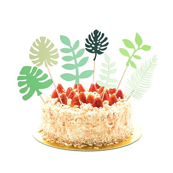 ALLY-MAGIC Y2ZLYDGZS B Lot de 12 décorations de gâteaux en forme de feuilles de palmier tropicales pour gâteaux danniversa