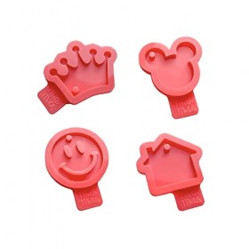 MelbMolds - Moules en silicone pour résine époxy en forme de couronne, Mickey Mouse, visage souriant et maison - 4 pièces - C