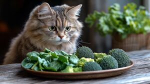 Comprendre et gérer les peurs des chats face aux légumes verts